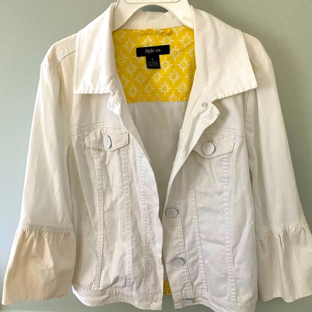 Women’s Denim Jean Jacket Style & Co S Small White EUC